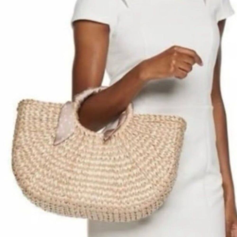 LC Lauren Conrad Woven Straw Tote in Natural Beige